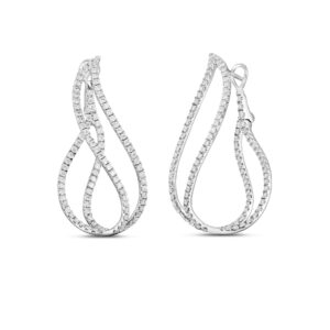 18K White Gold Classic Diamond Twist Earrings
