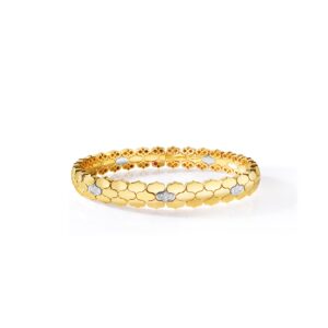 18K Yellow Gold Cobra Diamond Cuff Bangle
