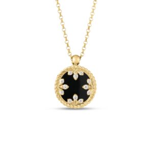 18K Black Jade Venetian Medallions Small Pendant Necklace
