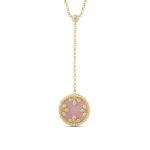 18K Pink Opal Venetian Medallions Small Dangle Necklace