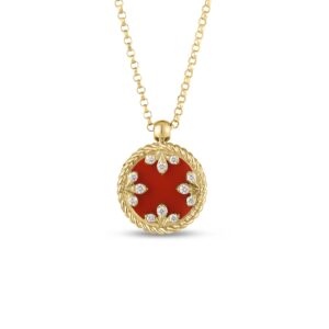 18K Red Agate Venetian Medallions Small Pendant Necklace