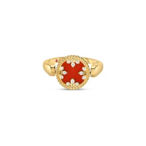 18K Red Agate Venetian Medallions Small Reversible Ring