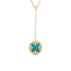 18K Turquoise Venetian Medallions Small Dangle Necklace