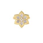 18K Yellow Gold Vernazza Diamond And Mother Of Pearl Flower Ring