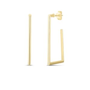 18K Yellow Gold Designer Gold Small Square Hoop Earrrings