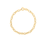 18K Yellow Gold Designer Gold Almond Link Chain Bracelet