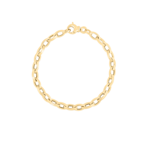18K Yellow Gold Designer Gold Almond Link Chain Bracelet