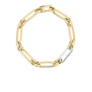 18K Default Title Designer Gold Mixed And Diamond Link Chain Bracelet