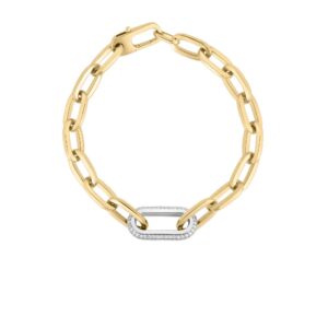 18K Default Title Designer Gold Single Large Diamond Link Paperclip Bracelet