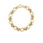 18K Yellow Gold Designer Gold Alternating Mixed Link Bracelet