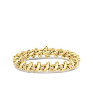 18K Yellow Gold Designer Gold Reversible Twisted Link Diamond Bracelet
