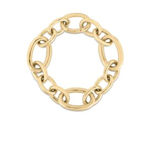 18K Yellow Gold Designer Gold Alternating Round And Oval Link Chain Bracelet