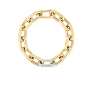 18K Default Title Designer Gold And Diamond Chunky Paperclip Bracelet