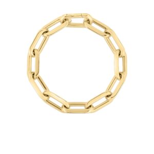 18K Yellow Gold Designer Gold Thick Paperclip Bracelet
