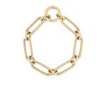 18K Yellow Gold Designer Gold Alternating Fluted Paperclip And Oval Link Bracelet