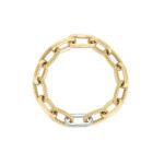 18K Yellow Gold Designer Gold Alternating And Diamond Paperclip Link Bracelet