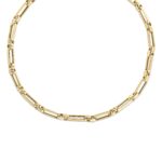 18K Yellow Gold Designer Gold Mixed Link Chain Necklace