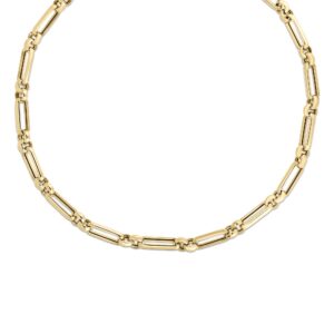18K Yellow Gold Designer Gold Mixed Link Chain Necklace