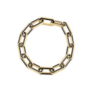 18K Yellow Gold Designer Gold Black Ceramic Bracelet