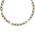 18K Yellow Gold Designer Gold Black Ceramic And Diamond Accent Link Chain Necklace
