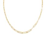 18K Yellow Gold Designer Gold Paperclip Link Chain Necklace