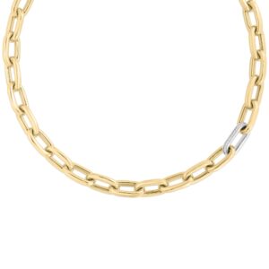 18K Default Title Designer Gold And Diamond Chunky Paperclip Link Chain Necklace