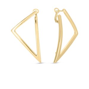 18K Yellow Gold Designer Gold Medium Triangle Earrings