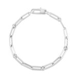 18K White Gold Designer Gold Paperclip And Round Link Chain Bracelet
