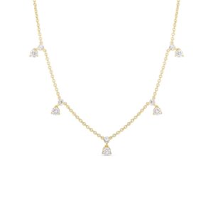 18K Yellow Gold Diamonds By The Inch Dangling Station Necklace