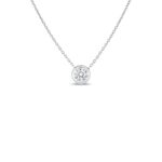 18K White Gold Diamonds By The Inch Bezel Set Solitaire Necklace