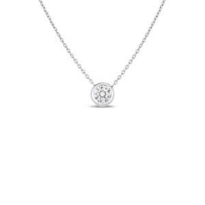 18K White Gold Diamonds By The Inch Bezel Set Solitaire Necklace