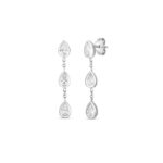 18K White Gold Tiny Treasures Three Pearcut Diamond Dangle Earring