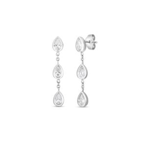 18K White Gold Tiny Treasures Three Pearcut Diamond Dangle Earring