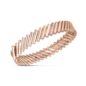 18K Rose Gold Domino Diamond Accent Bangle