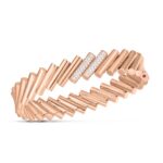 18K Rose Gold Domino Double Diamond Accent Narrow Bangle