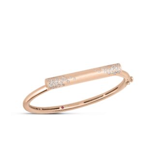 18K Rose Gold Domino Speckled Diamond Bar Bangle