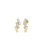 18K Yellow Gold Domino Double Diamond Accent Earrings