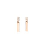 18K Rose Gold Domino Speckled Diamond Stick Earrings