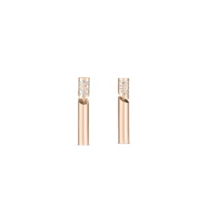 18K Rose Gold Domino Speckled Diamond Stick Earrings