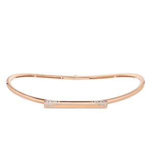18K Rose Gold Domino Speckled Diamond Bar Collar Necklace