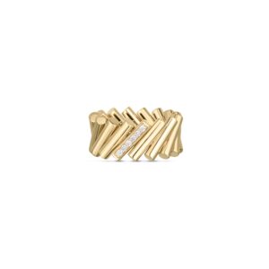 18K 6.5 Domino Diamond Accent Ring