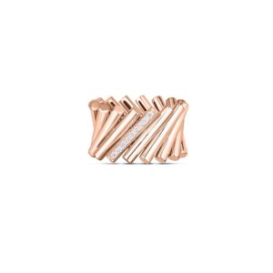 18K 6.5 Domino Diamond Accent Wide Ring