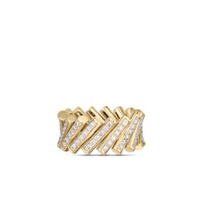 18K 6.5 Domino Pavé Diamond Ring