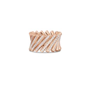 18K 6.5 Domino Pavé Diamond Wide Ring