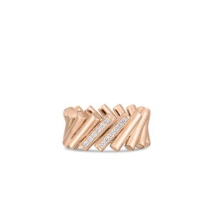 18K 6.5 Domino Double Diamond Accent Ring