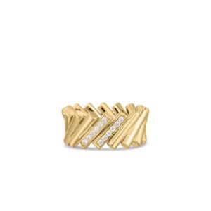 18K 6.5 Domino Double Diamond Accent Ring