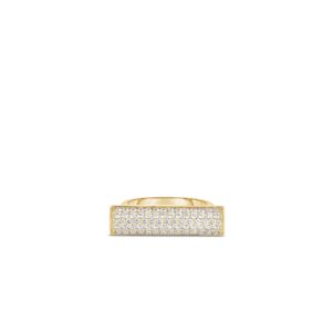 18K Yellow Gold Domino Pavé Diamond Bar Ring