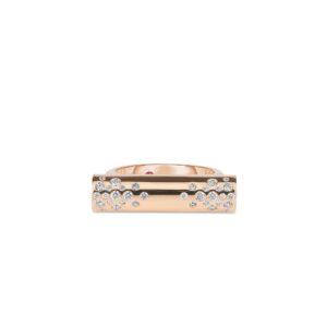 18K Rose Gold Domino Speckled Diamond Bar Ring