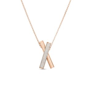 18K Rose Gold Domino Diamond Crossover Long Necklace