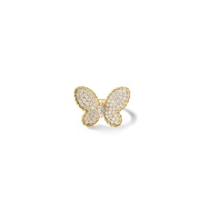 18K Yellow Gold Jasmine Pavé Diamond Butterfly Ring